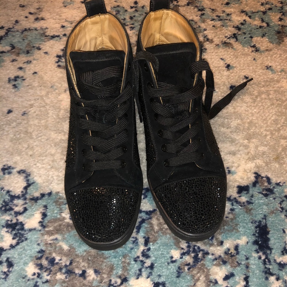 Louboutin Men's Black Louis Lux High-Top Trainers